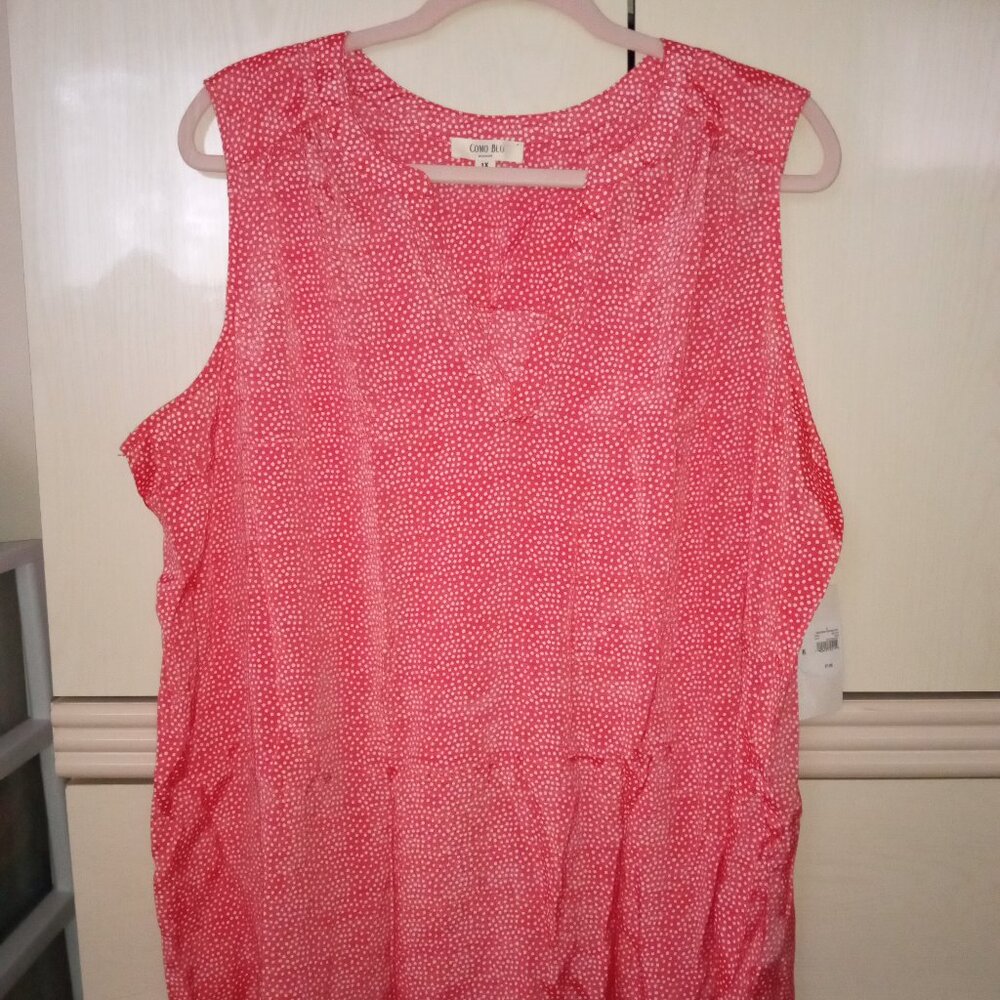 Como Blu PLUS Women's Sleeveless Popover Polka Dot V-Neck Blouse SIZE 1X